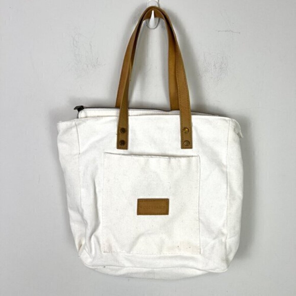 Cozy Earth White Zippered Canvas Tote Bag
